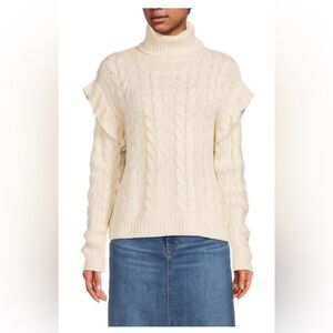 Joe’s Jeans Ruffle Sleeve Cable Knit Turtleneck Sweater